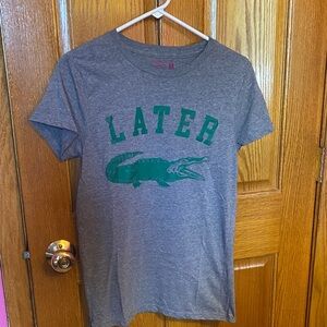 Gray T-Shirt with Green Later Alligator Design